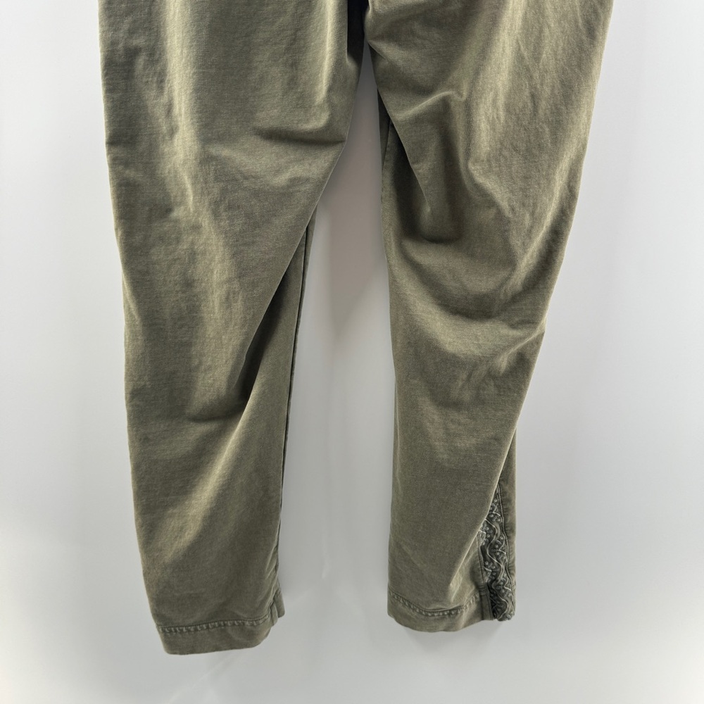 🧸 J. Jill Olive Green Drawstring Pants Embroidered Side Detail Size Small - Picture 8 of 8